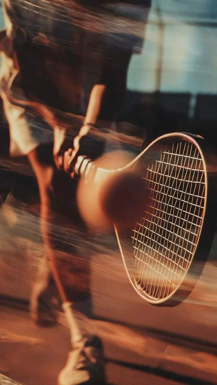 Tennis player in motion, captured with motion blur